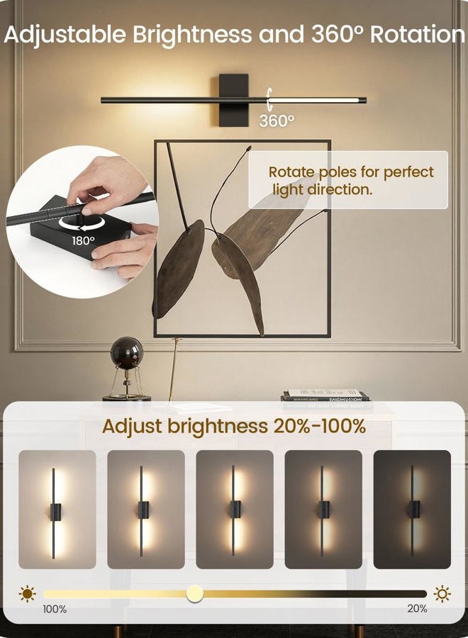 GOEBLESON 27.6 Inches Wireless Wall Sconces Battery Operated Set of Two, Black, B06YBP205 - Image 2