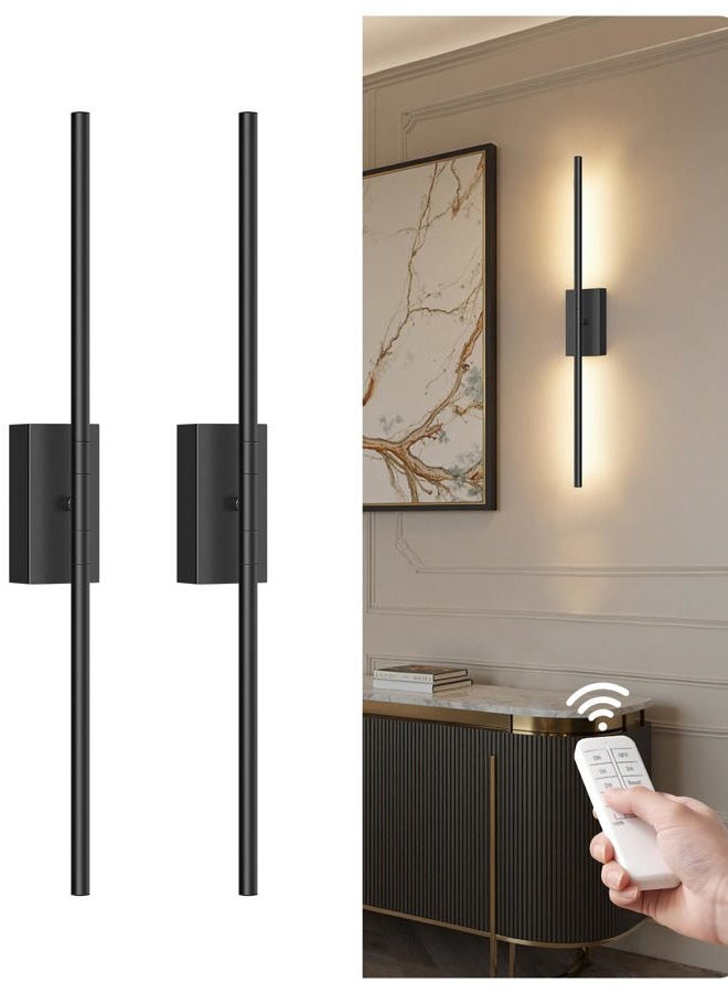 GOEBLESON 27.6 Inches Wireless Wall Sconces Battery Operated Set of Two, Black, B06YBP205 - Image 1