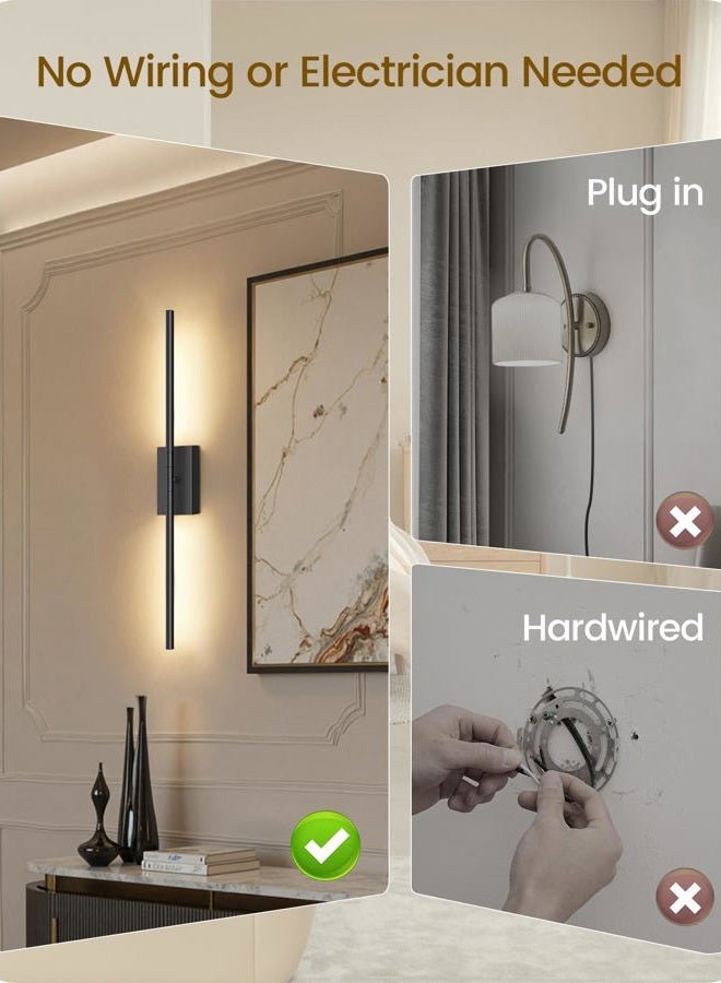 GOEBLESON 27.6 Inches Wireless Wall Sconces Battery Operated Set of Two, Black, B06YBP205 - Image 4