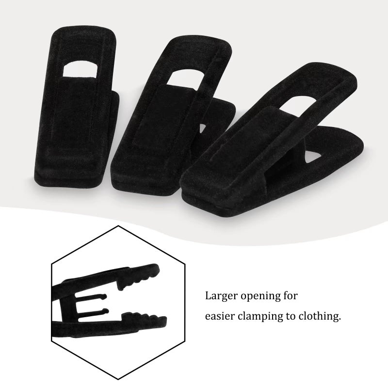 Tinfol Velvet Hanger Clips, 24 Pack Black Pants Hangers Clips, Large Opening Clothes Pin, Strong Finger Flocked Clip Perfect for Use with Slim-line Clothes Velvet Hanger - Image 3