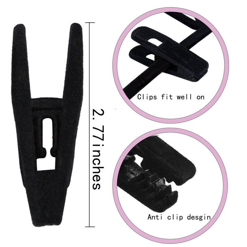 Tinfol Velvet Hanger Clips, 24 Pack Black Pants Hangers Clips, Large Opening Clothes Pin, Strong Finger Flocked Clip Perfect for Use with Slim-line Clothes Velvet Hanger - Image 5