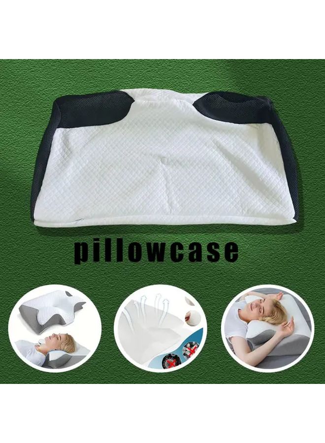Black Cervical Pillow Cover with Zipper Breathable Grid Design Machine Washable - Image 1