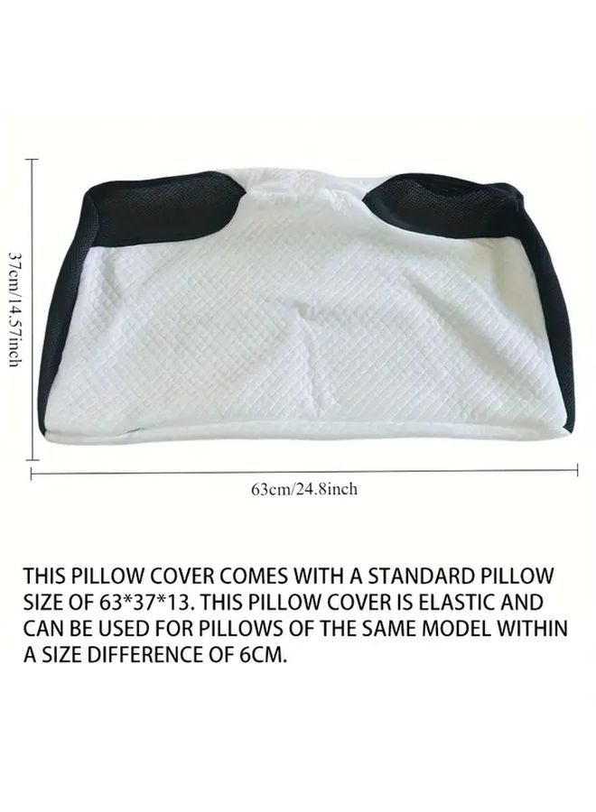 Black Cervical Pillow Cover with Zipper Breathable Grid Design Machine Washable - Image 3