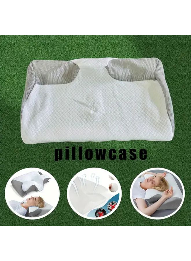 Black Cervical Pillow Cover with Zipper Breathable Grid Design Machine Washable - Image 2