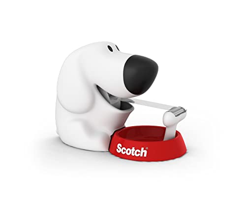 Scotch Dog Tape Dispenser Holds Tape up to 19 mm Wide x 75 m Cute Stationery Set and Gift White - Image 1