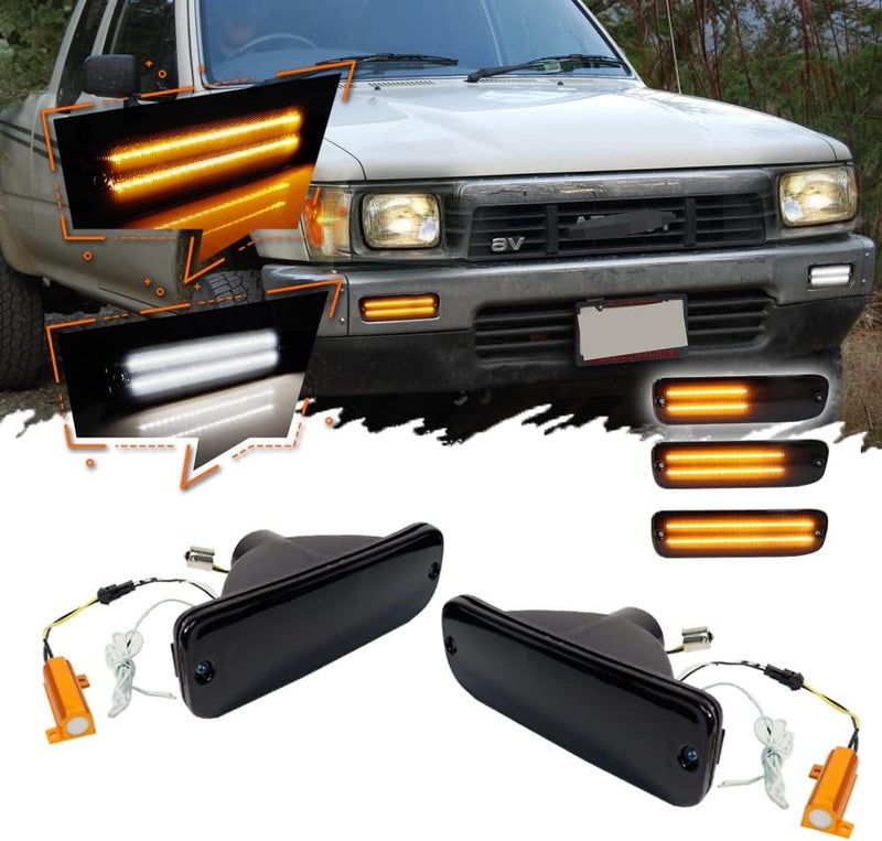 TurningMax Smoked Switchback White Amber LED DRL Turn Signal Lights for 95-00 Toyota Tacoma - Image 1