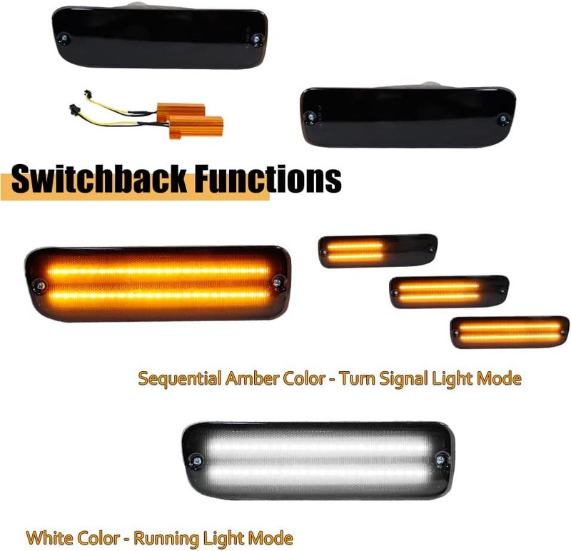 TurningMax Smoked Switchback White Amber LED DRL Turn Signal Lights for 95-00 Toyota Tacoma - Image 4