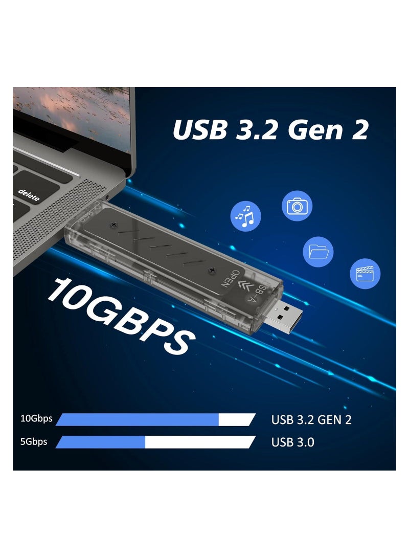 M.2 NVMe SSD Enclosure Tool-Free, M.2 NVMe to USB 3.2 Gen 2 (10 Gbps MAX) Adapter, RTL9210B Chips 9210BIC, M2 SSD Enclosure Support NVME PCIe SATA NGFF B+M Key and UASP Trim for 2242/2260/2280 (Gray) - Image 4