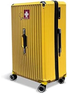 SWISSCASE Luggage, 28-Inches Hardshell Minimalist fashion striped PC with Double Spinner Wheels, Lightweight, BTL-A001 Yellow  - Image 1