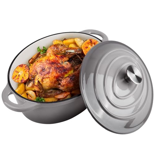Alathote 5.5 Quart Oval Enameled Cast Iron Dutch Oven Pot with Lid, Oven Safe up to 550° F & Dishwasher Safe, Sturdy Dutch Oven Cookware - Image 1