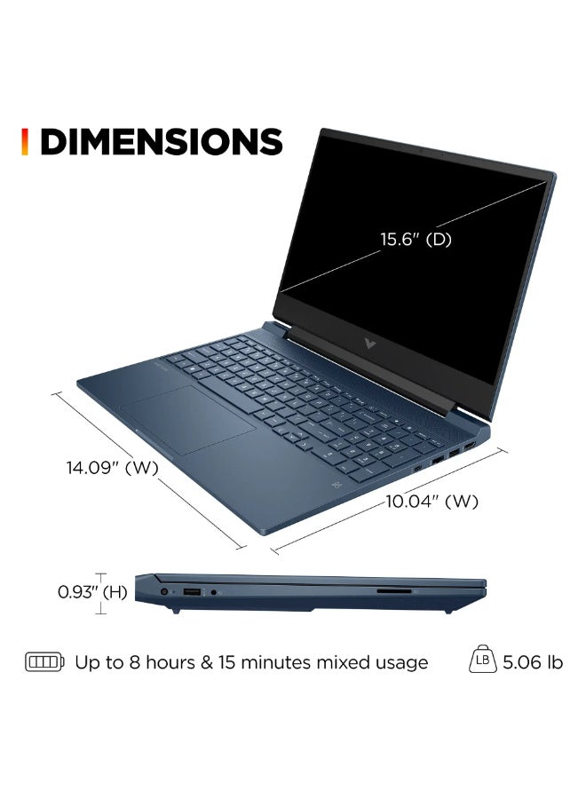 HP لابتوب ألعاب فيكتوس 15.6 بوصة بدقة Full HD 144Hz، مع معالج Core i5-12450H/ذاكرة RAM سعة 8GB/قرص SSD سعة 512GB/بطاقة رسومات NVIDIA GeForce RTX 3050 سعة 6GB/نظام Windows 11 Home (نسخة دولية) - Image 3