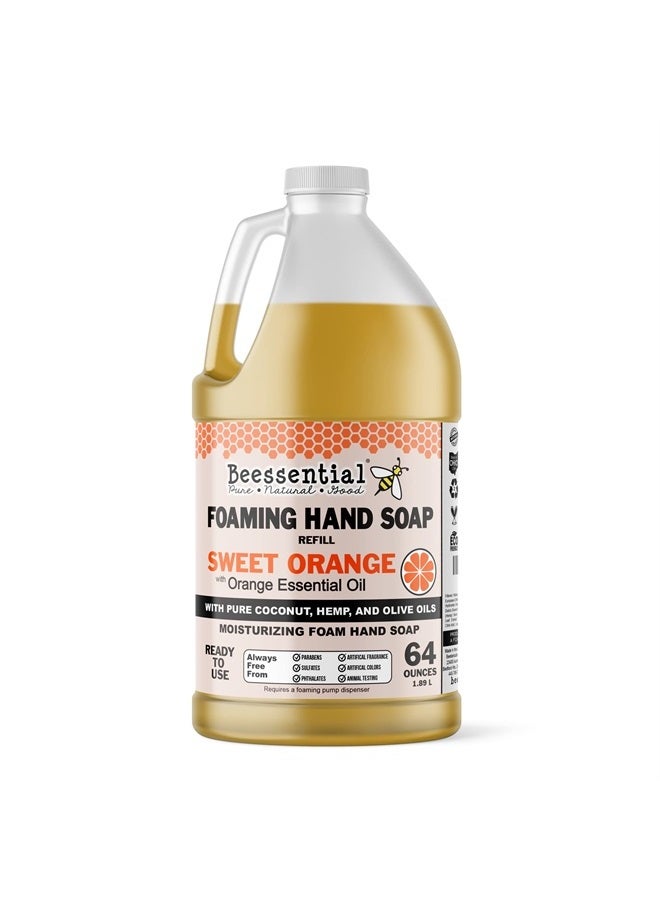 All Natural Bulk Foaming Hand Soap Refill, 64 oz Orange | Made with Moisturizing Aloe & Honey - Made in the USA