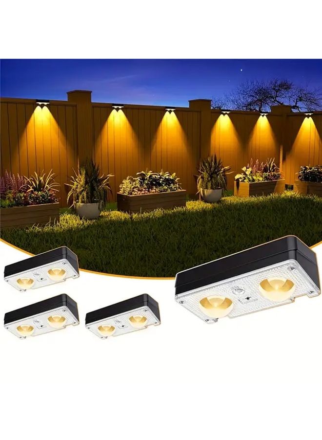 4 قطع ضوء السياج الشمسي أبيض دافئ 8 ألوان سبوتلايت خارجي للحائط للشرفة والفناء - Image 1