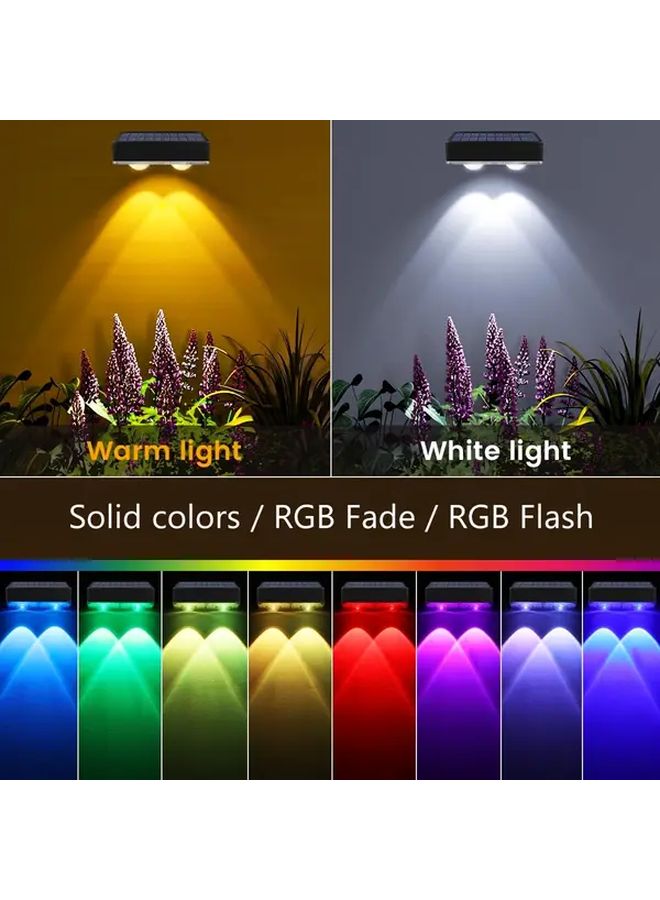 4 قطع ضوء السياج الشمسي أبيض دافئ 8 ألوان سبوتلايت خارجي للحائط للشرفة والفناء - Image 3