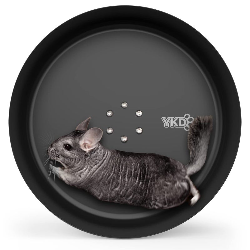 YKD 15" Silent Chinchillas Exercise Wheel, Aluminum Alloy Noiseless Running Wheel for Syrian Hamsters, Hedgehogs, Squirrels and Small Pets (Black) - Image 1