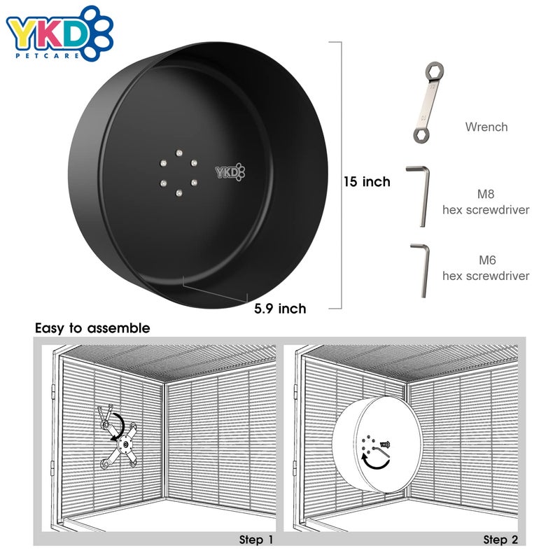 YKD 15" Silent Chinchillas Exercise Wheel, Aluminum Alloy Noiseless Running Wheel for Syrian Hamsters, Hedgehogs, Squirrels and Small Pets (Black) - Image 4