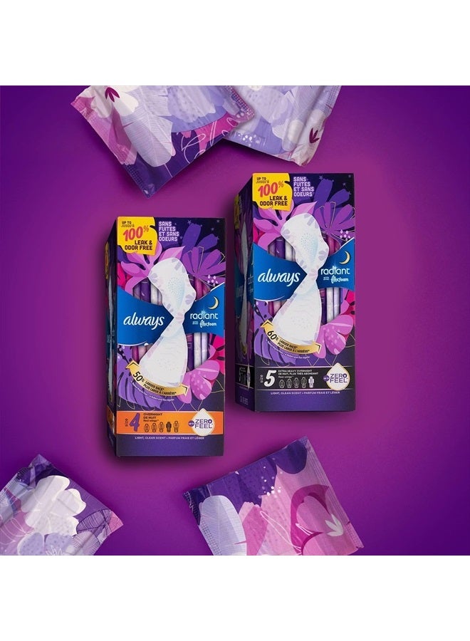 Always Radiant Feminine Pads for Women, Size 4 Overnight Pads, With Flexfoam, with Wings, Light Clean Scent, 20 Count (Pack of 3) - Image 5