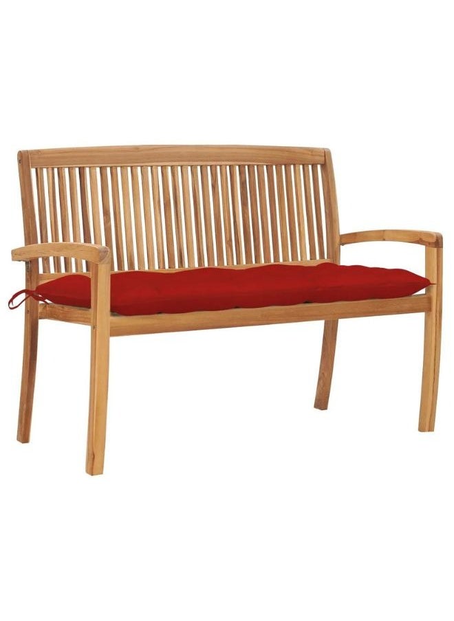 vidaxl vidaXL Stacking Garden Bench with Cushion 128.5 cm Solid Teak Wood  - Image 1