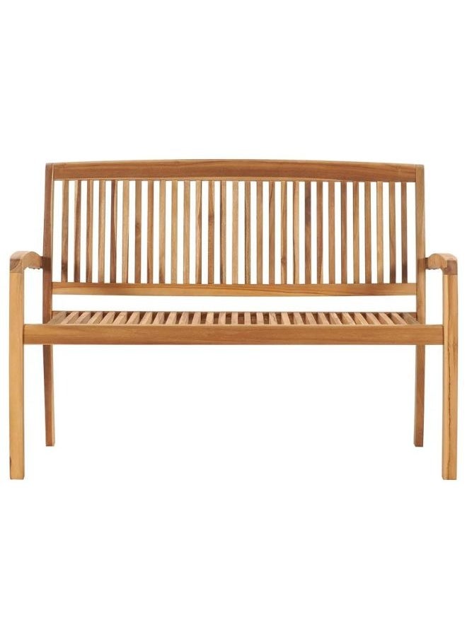 vidaxl vidaXL Stacking Garden Bench with Cushion 128.5 cm Solid Teak Wood  - Image 2