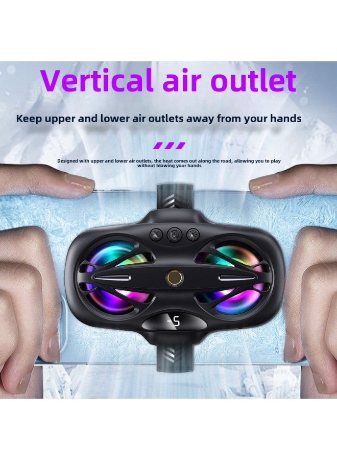 Loquat 2024 Live Broadcast Auxiliary Three Windshield Switchable Dual-core Dual-fan Semiconductor Refrigeration Mobile Phone Radiator-Color:K12 Black + T13-2 Black - Image 3