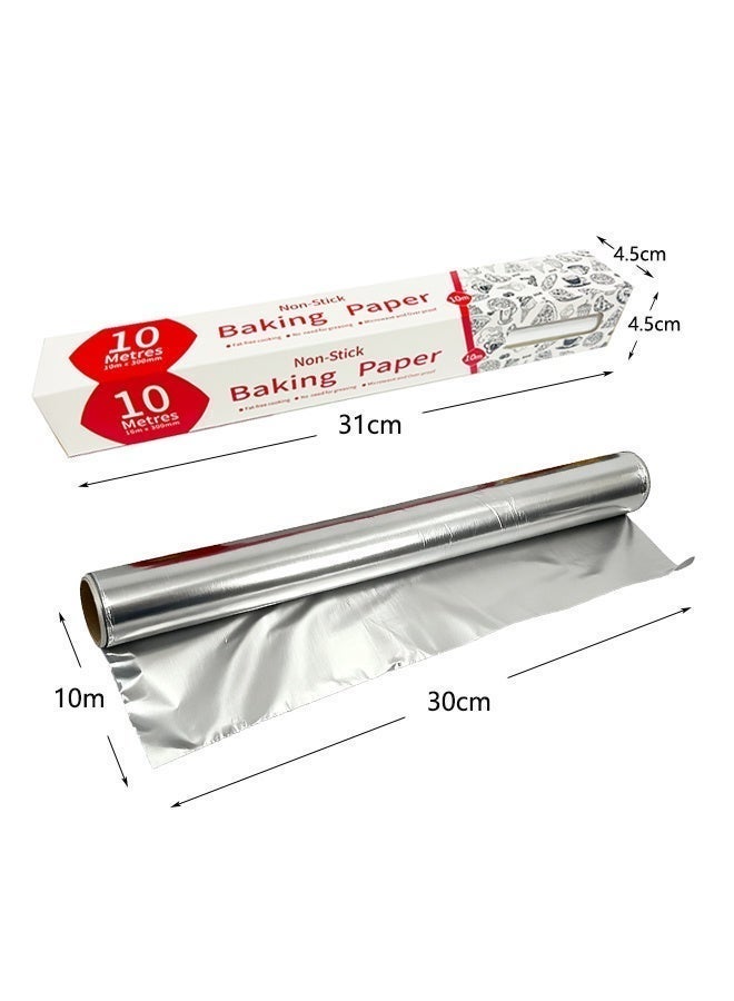 ساكان ورق الألمنيوم 10 م × 30 سم ورق ألمنيوم شديد التحمل للمطبخ، ورق خبز، ورق مطبخ مثالي للطهي والشواء والخبز والتحميص وحفظ الطعام، حافة مثقبة مدمجة لسهولة التمزيق - Image 4