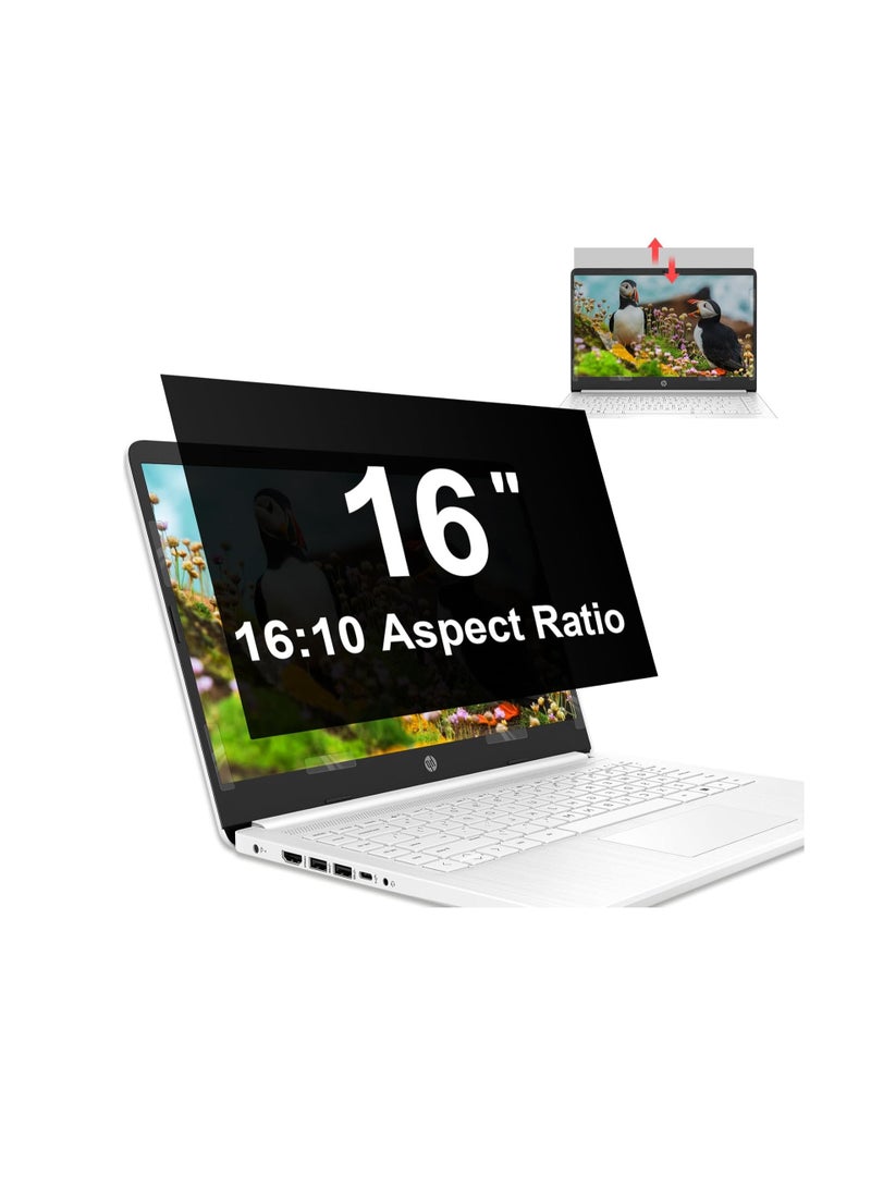 16 Inch Laptop Privacy Screen for 16:10 Computer Monitor, Removable Anti Glare Blue Light Filter Protector, 16 in Privacy Shield Compatible with Lenovo Hp Dell Acer Asus Thinkpad Envy Xps 