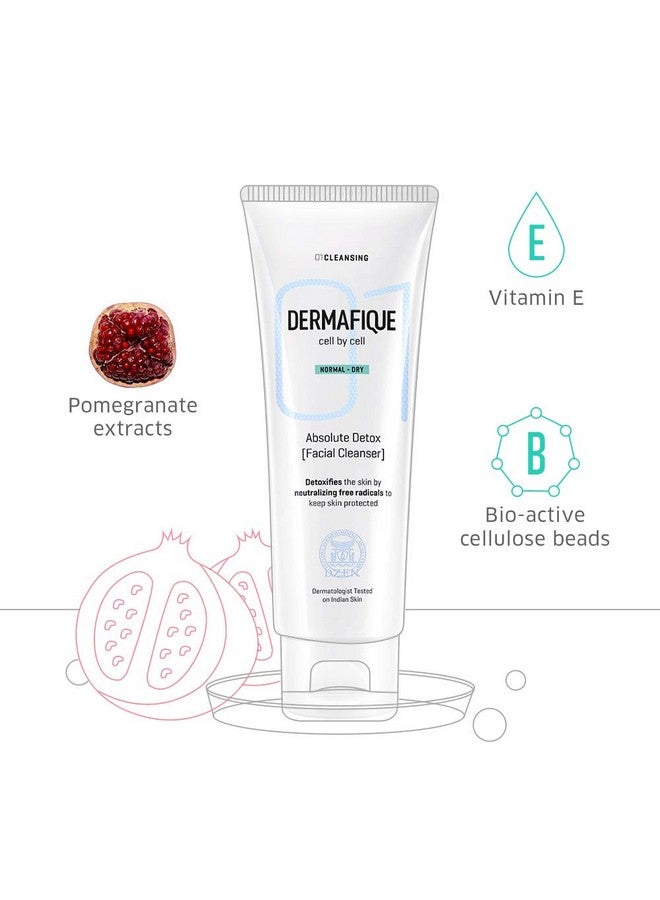 Dermafique Absolute Detox Facial Cleanser - 100Ml, With Bio-Active Cellulose Beads, Face Wash Enriched With Vitamin E & Pomegranate Extracts | Soap, Paraben & Alcohol Free | Dermatologist Tested Face Cleanser - Image 3