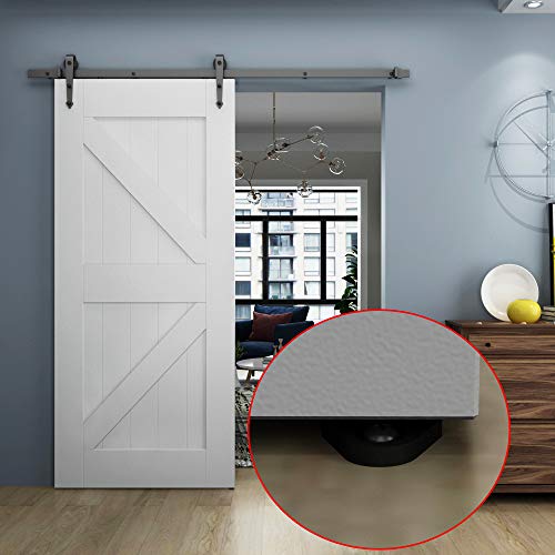 JUBEST Black Aluminum Floor Guide for Sliding Barn Door Hardware Set of 2, T Shape Guide, Floor Mounted, Install Easily - Image 4