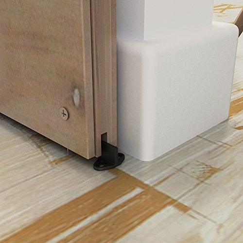JUBEST Black Aluminum Floor Guide for Sliding Barn Door Hardware Set of 2, T Shape Guide, Floor Mounted, Install Easily - Image 2