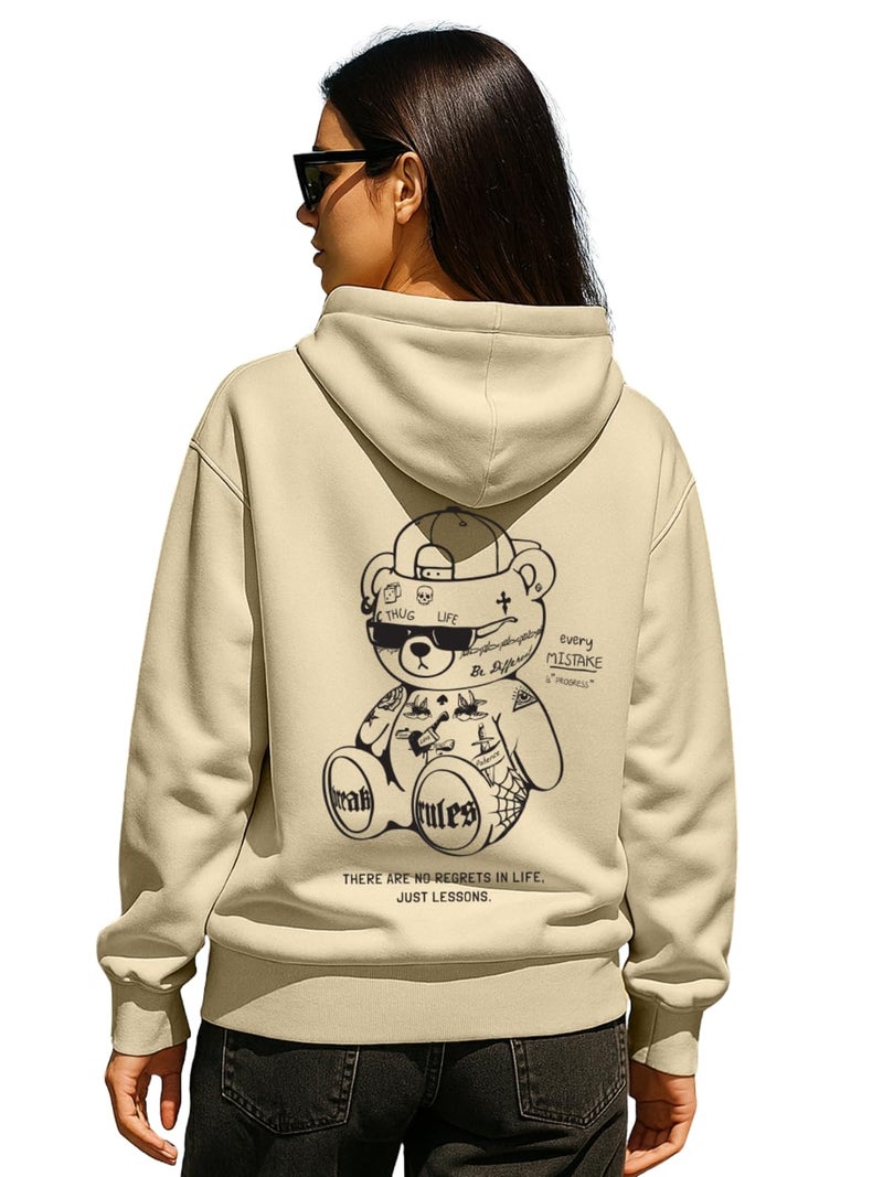 JUNEBERRY® Cotton Fleece Regular Fit Hooded Sweatshirt Lastest Back Graphic Printed Winter Hoodies for Women (W02_BRKRULSTDY_SYBN_S) - Image 1