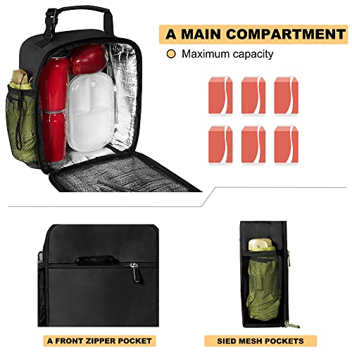 Deosk Lunch Bag Reusable Small Lunch Box for Men Women Insulated Portable Lunchbox for adults Suitable for School Work Picnic (Black) - Image 4