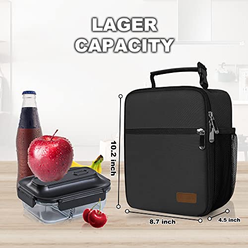 Deosk Lunch Bag Reusable Small Lunch Box for Men Women Insulated Portable Lunchbox for adults Suitable for School Work Picnic (Black) - Image 2