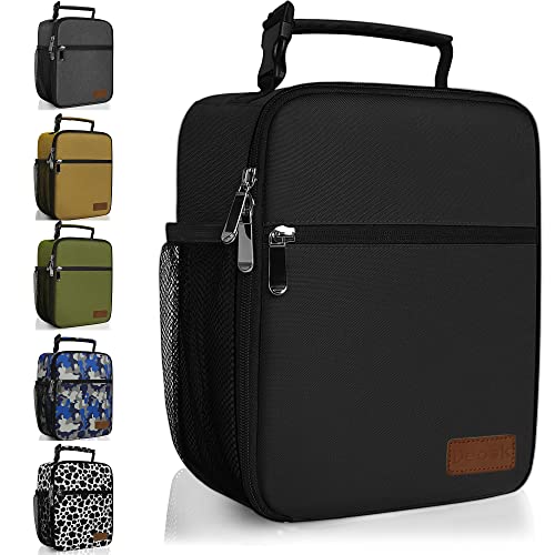 Deosk Lunch Bag Reusable Small Lunch Box for Men Women Insulated Portable Lunchbox for adults Suitable for School Work Picnic (Black) - Image 1