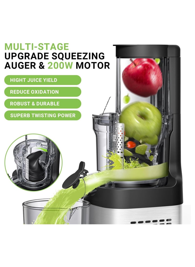 amzchef - AMZCHEF Juicers Whole Fruit and Vegetable 80MM, Cold Press Juicer Machines with Large Feed Chute, Stainless Steel Slow Masticating Juicer with Anti Drip Design Upgraded Auger Double Layer Filter - Image 1