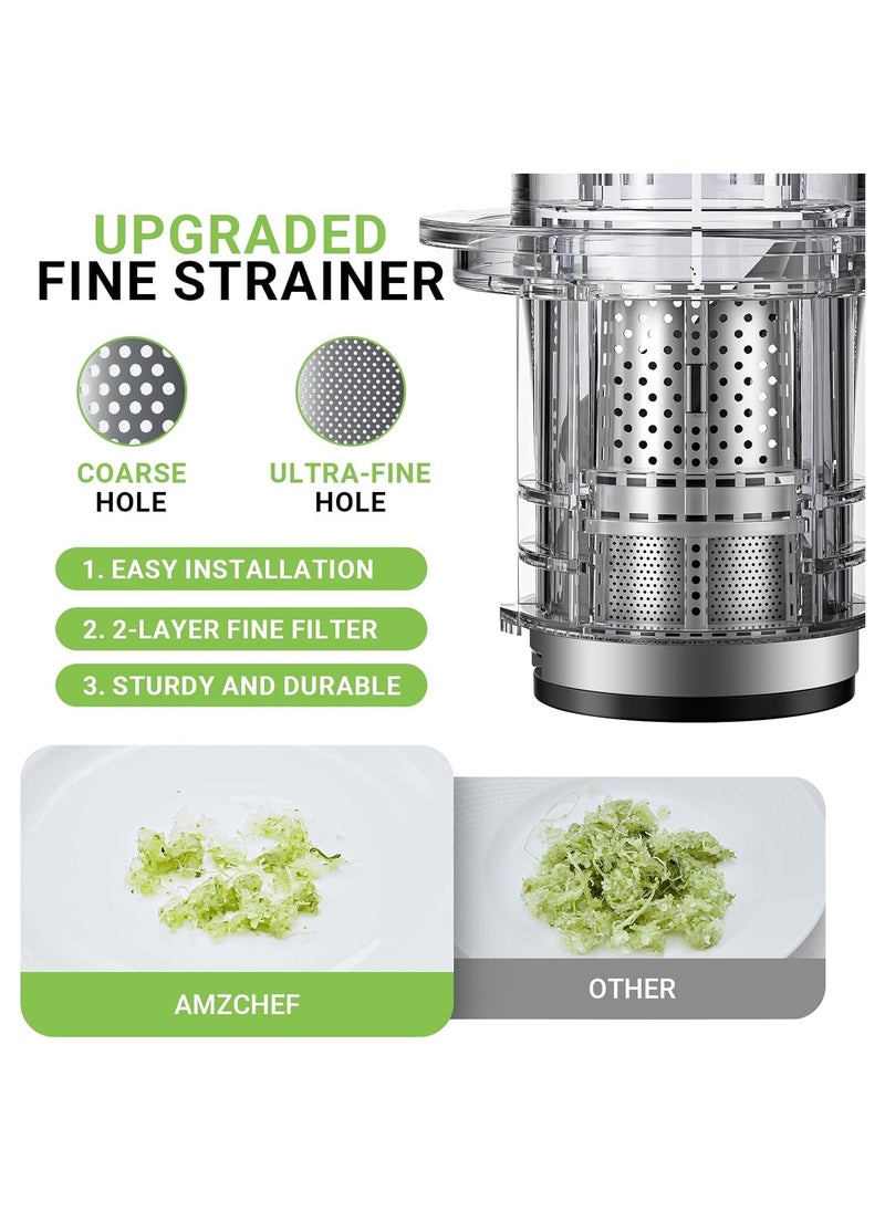 amzchef - AMZCHEF Juicers Whole Fruit and Vegetable 80MM, Cold Press Juicer Machines with Large Feed Chute, Stainless Steel Slow Masticating Juicer with Anti Drip Design Upgraded Auger Double Layer Filter - Image 1