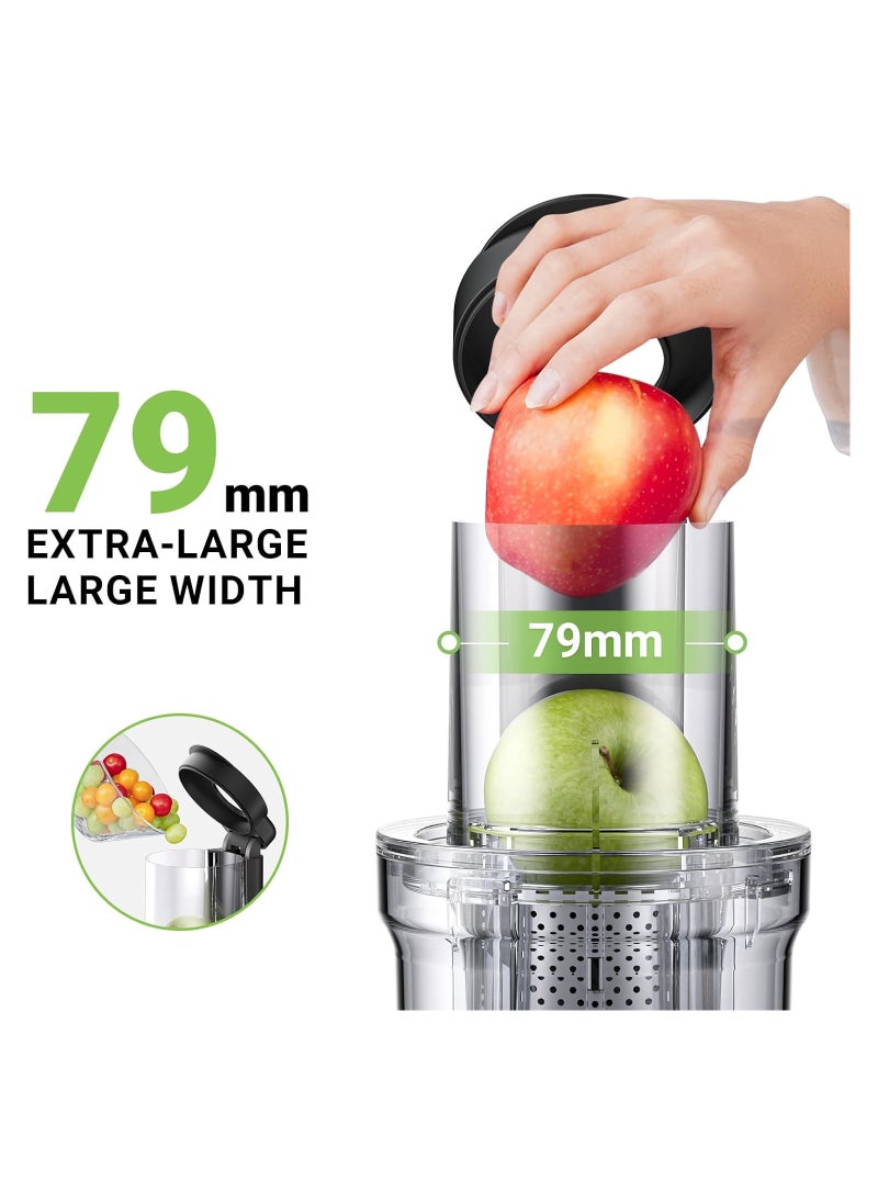 amzchef - AMZCHEF Juicers Whole Fruit and Vegetable 80MM, Cold Press Juicer Machines with Large Feed Chute, Stainless Steel Slow Masticating Juicer with Anti Drip Design Upgraded Auger Double Layer Filter - Image 1