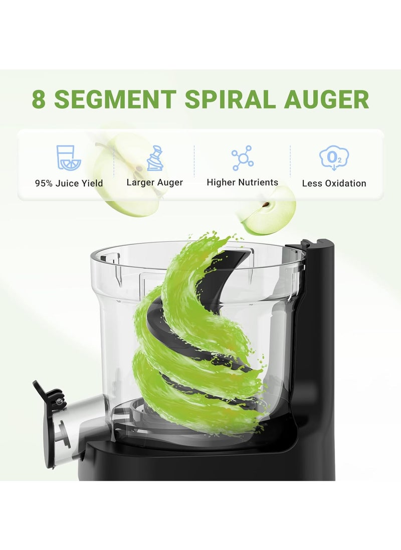 amzchef - AMZCHEF Juicers Whole Fruit and Vegetable 80MM, Cold Press Juicer Machines with Large Feed Chute, Stainless Steel Slow Masticating Juicer with Anti Drip Design Upgraded Auger Double Layer Filter - Image 1