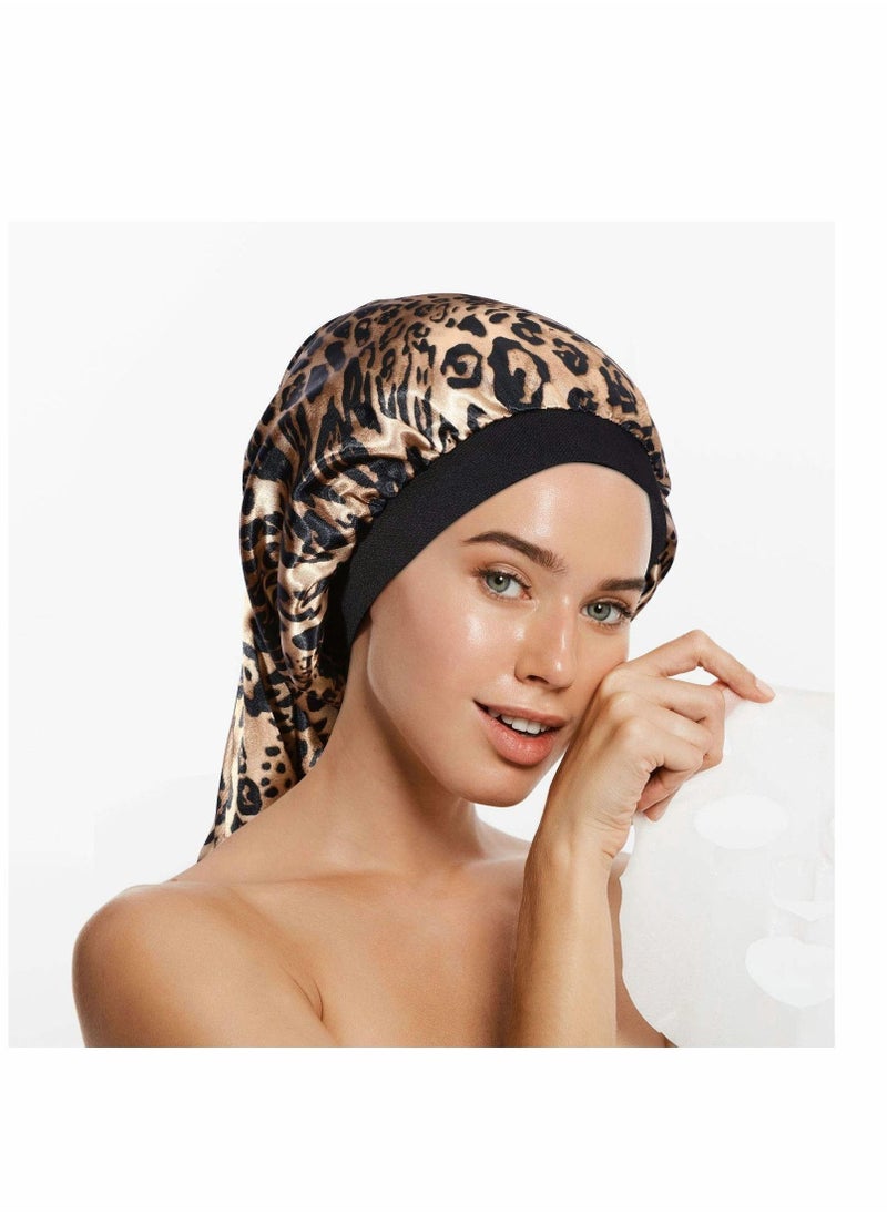 3 Pack Long Satin Bonnet Sleep Cap, Soft Elastic Band Loose Cap Bonnets for Long Hair, Braids, Dreadlocks, Curly Hair - Image 5