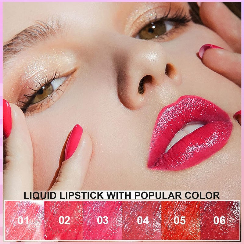 Eakroo 6 Colors Watermelon Lip Stain Set, Korean Velvet Watery Lip Tint Moisturizing Mini Liquid Lip Gloss, Lipstick for Women, Blush for Cheeks, Cute Stuff, Long-Lasting, Vivid Color, High Pigment - Image 4
