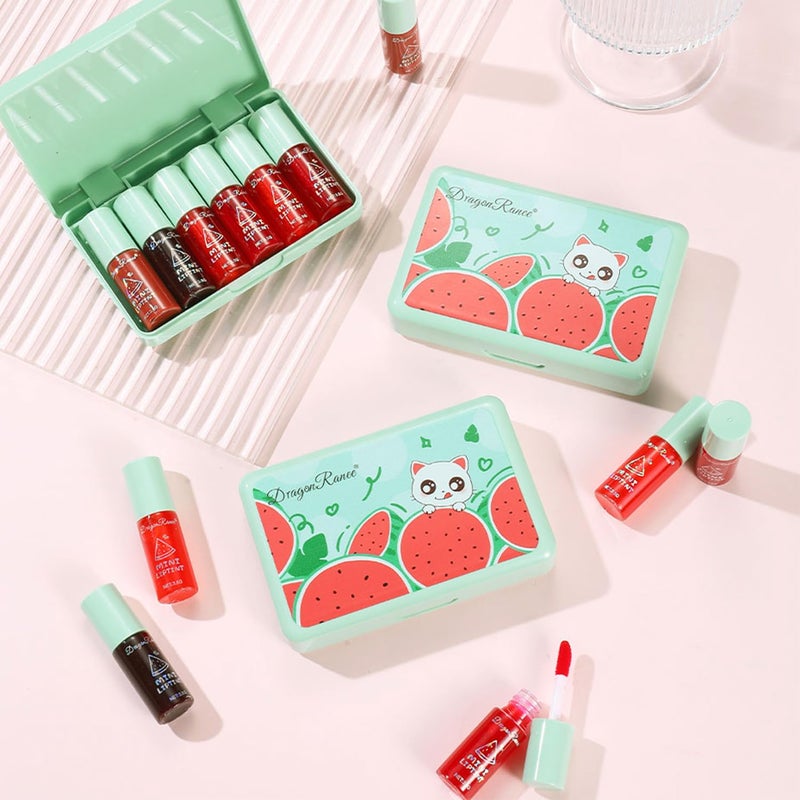 Eakroo 6 Colors Watermelon Lip Stain Set, Korean Velvet Watery Lip Tint Moisturizing Mini Liquid Lip Gloss, Lipstick for Women, Blush for Cheeks, Cute Stuff, Long-Lasting, Vivid Color, High Pigment - Image 5