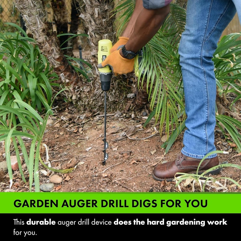 Yard Butler Roto Earth 18” Auger Drill Bit, IREA-4 - Digging Tool for Effortless Bulb Planting - Multi-Use Drill - Heavy-Duty Garden Tool - Power-Coated Steel - Rust-Resistant - Image 1