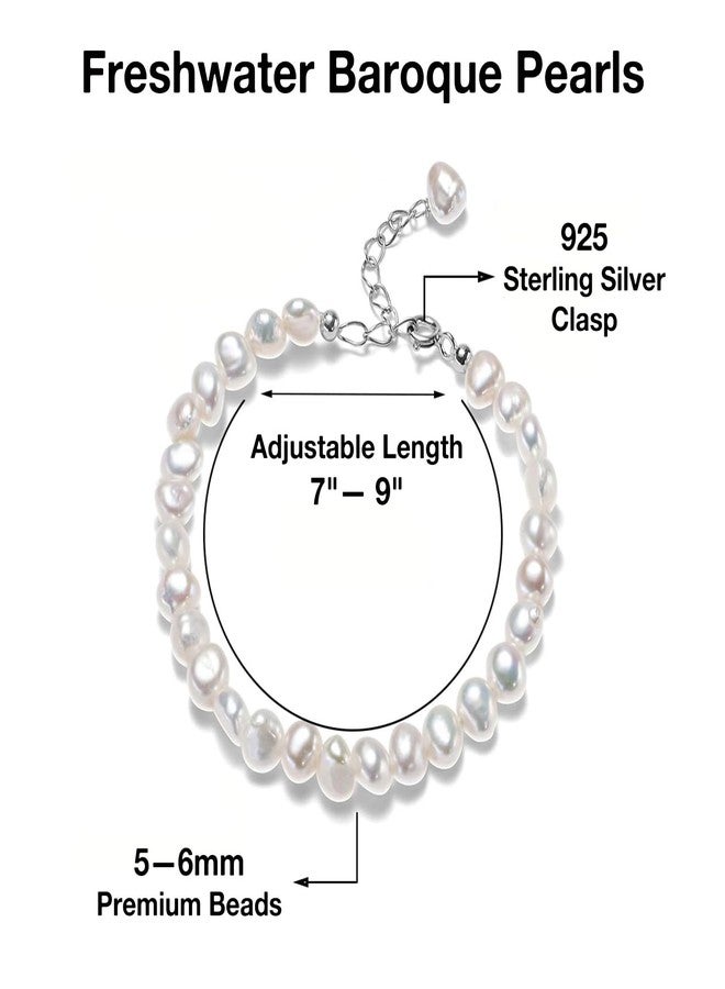 HENGSHENG Natural Baroque Pearls Link Bracelets for Women Freshwater Cultured Pearls Strand Bracelets Handpicked Pearl Elegant Jewelry - White - Image 3