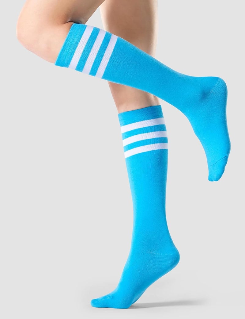 JOULLI Women's Knee High Athletic Socks Stripe Tube Outdoor Sport Socks 1-3 Pairs - Image 3