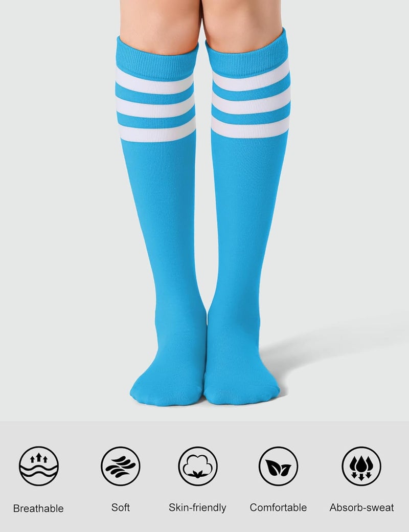 JOULLI Women's Knee High Athletic Socks Stripe Tube Outdoor Sport Socks 1-3 Pairs - Image 2