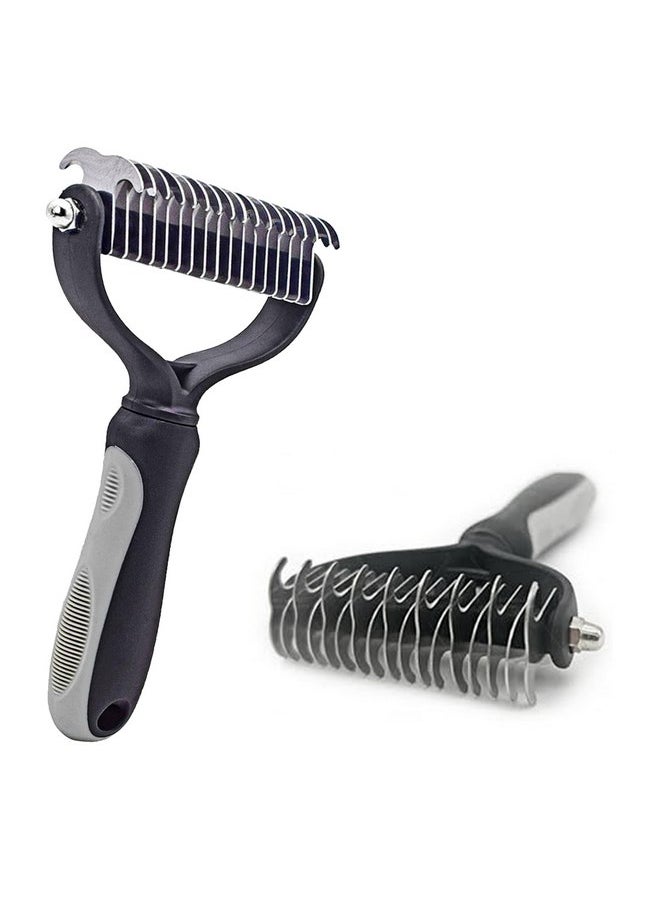 PETAcare PETACARE® Pet Double Sided Brush. Friendly Undercoat Rake and Furever Brush for Dogs, Professional Pet Grooming Tool, Perfect for Dog and Cat Shedding Comb Brush, Pet Undercoat Rake for Dogs (Gray)  - Image 1