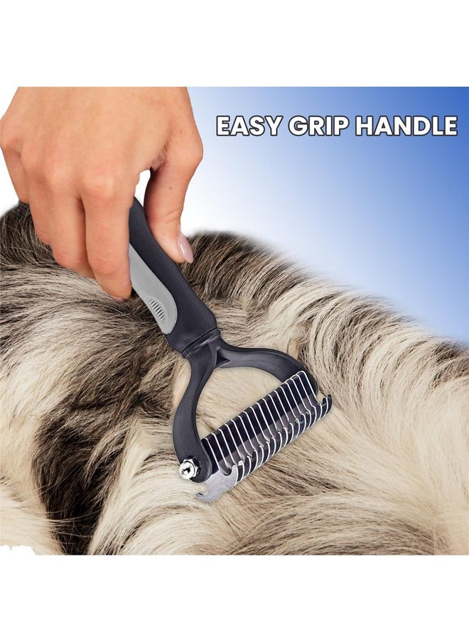 PETAcare PETACARE® Pet Double Sided Brush. Friendly Undercoat Rake and Furever Brush for Dogs, Professional Pet Grooming Tool, Perfect for Dog and Cat Shedding Comb Brush, Pet Undercoat Rake for Dogs (Gray)  - Image 2