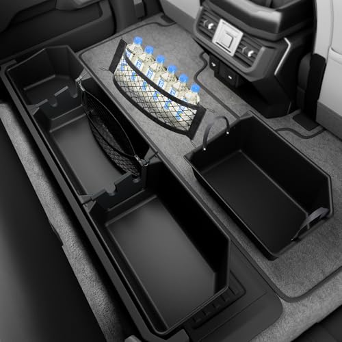 POPSTORE Underseat Storage Box Upgraded Rear Under Seat Organizer Cargo Box Compatible with 2015-2026 Ford F150 SuperCrew & Crew Cab, 2017-2026 Ford F250 F350 F450 F550 Super Duty - Image 1