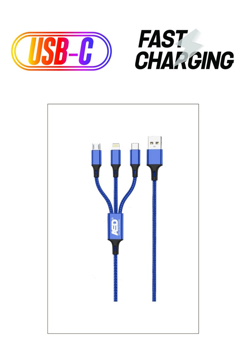 ASD Trilogy Multi Fast Charging Cable | 6A 3 in 1 compatible super fast charge cable ASD-56C  - Image 1