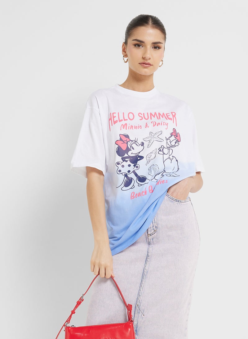 Disney Mickey & Minnie Oversize Ombre Graphic T-Shirt - Image 1