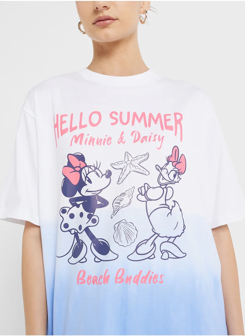 Disney Mickey & Minnie Oversize Ombre Graphic T-Shirt